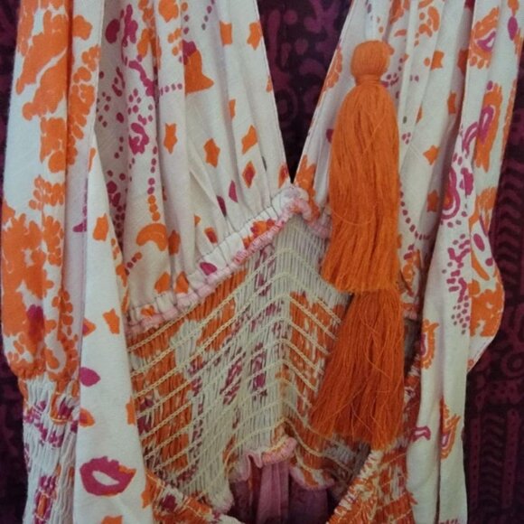 White,Pink,Orange Dress with Patterns - Picture 6 of 6